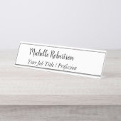 Schwarz-weißes Schlichtes Minimalistisches Persona Schreibtischnamensplakette (Vorderseite )