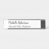 Schwarz-weißes Schlichtes Minimalistisches Persona Schreibtischnamensplakette (Vorderseite )