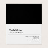 Schwarz-weißes Schlichtes Minimalistisches Persona Visitenkarten (Außenseite Aufgefaltet)