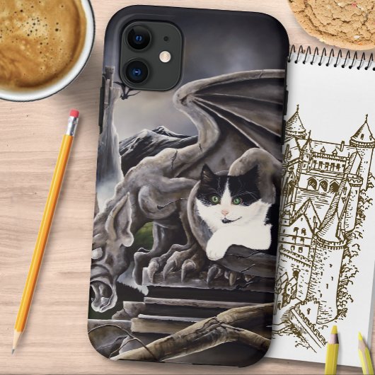 Schwarz-weißes Schloss Gargoyle Case-Mate iPhone Hülle