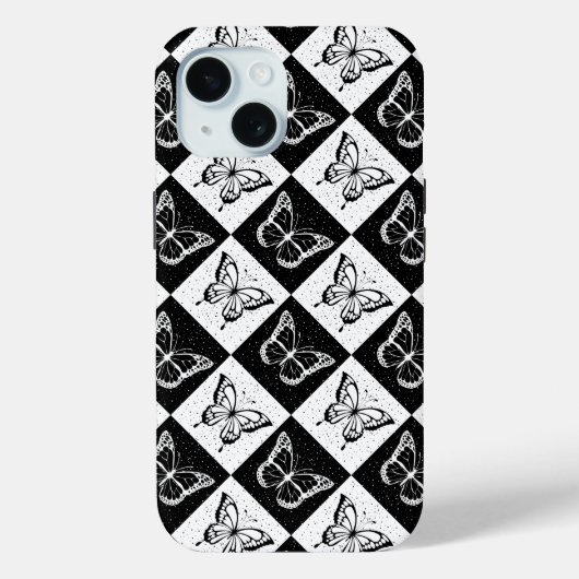Schwarz-weißes Schmetterlingsdesign Case-Mate iPhone Hülle (Rückseite)