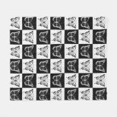 Schwarz-weißes Schmetterlingsdesign Fleecedecke (Vorderseite (Horizontal))