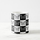 Schwarz-weißes Schmetterlingsdesign Kaffeetasse (Mittel)