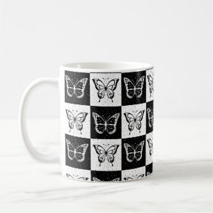 Schwarz-weißes Schmetterlingsdesign Kaffeetasse