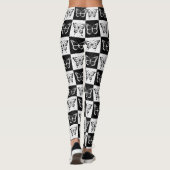 Schwarz-weißes Schmetterlingsdesign Leggings (Rückseite)
