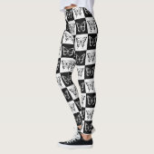 Schwarz-weißes Schmetterlingsdesign Leggings (Links)