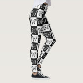 Schwarz-weißes Schmetterlingsdesign Leggings (Rechts)