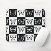 Schwarz-weißes Schmetterlingsdesign Mousepad (Mit Mouse)