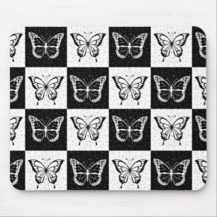Schwarz-weißes Schmetterlingsdesign Mousepad