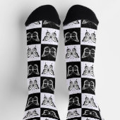 Schwarz-weißes Schmetterlingsdesign Socken (Oben)