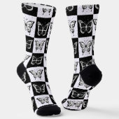 Schwarz-weißes Schmetterlingsdesign Socken (Gewinkelt)
