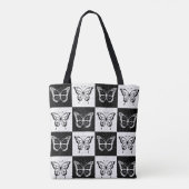 Schwarz-weißes Schmetterlingsdesign Tasche (Rückseite)