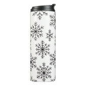 Schwarz-weißes Schneeflockenmuster-Thermobecher Thermosbecher (Nach links gedreht)
