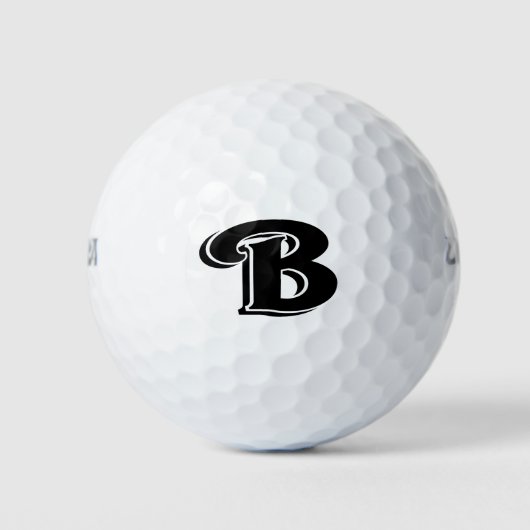 Schwarz-weißes Schreiben B Mit Monogramm Golfball (Vorderseite)