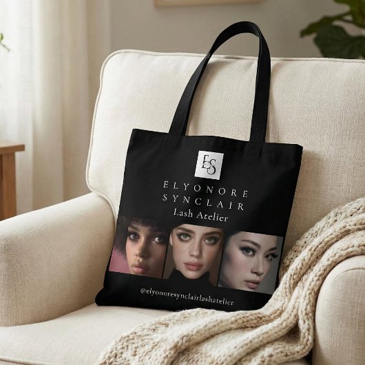 Schwarz-weißes Schriftfoto-Qr-Code-Wimpern Tasche