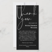 Schwarz-weißes Script & 2 Fotos Beerdigung Danke (Vorderseite)