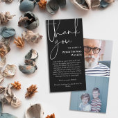 Schwarz-weißes Script & 2 Fotos Beerdigung Danke