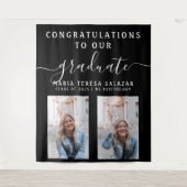 Schwarz-weißes Script Calligraphy 2 Foto Abschluss Wandteppich (Vorderseite)