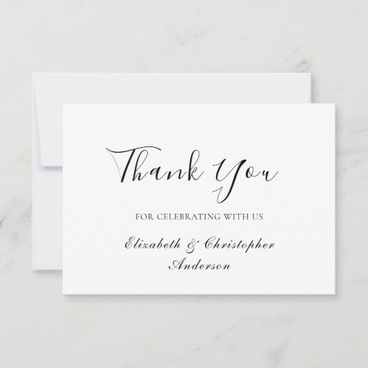 Schwarz-weißes Script Elegant Wedding Dankeschön C Dankeskarte (Vorderseite)