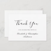 Schwarz-weißes Script Elegant Wedding Dankeschön C Dankeskarte (Vorne/Hinten)