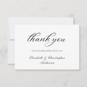 Schwarz-weißes Script Elegant Wedding Dankeschön C Dankeskarte (Vorderseite)