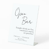Schwarz-weißes Script Elegant Wedding Open Bar Sockelschild