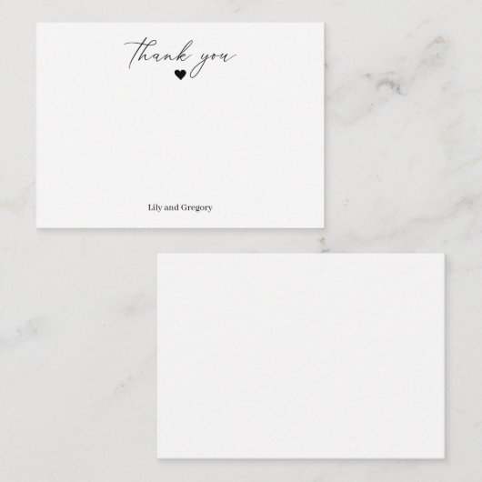 Schwarz-weißes Script Herzlichen Dank Mitteilungskarte (Vorne/Hinten)