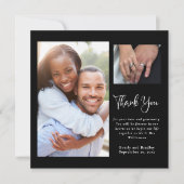 Schwarz-weißes Script Minimalistisch Wedding Danke Einladung (Vorderseite)