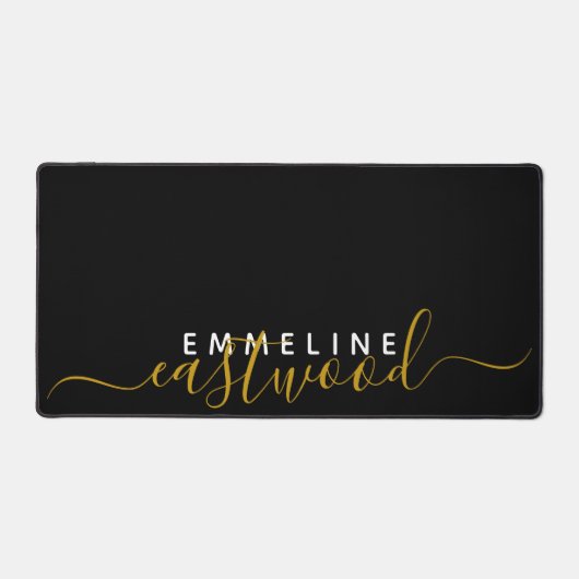 Schwarz-weißes Script-Monogramm Schreibtischunterlage (Vorderseite)