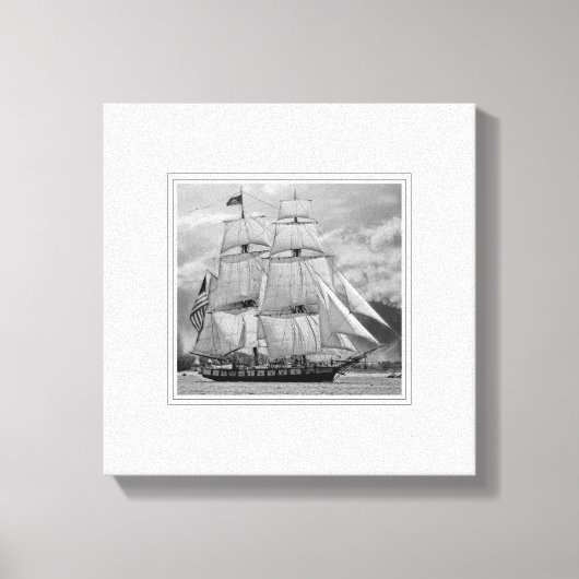 Schwarz-weißes Segelschiff Schooner Leinwanddruck (Vorderseite)