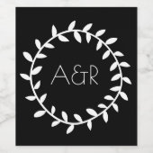 Schwarz-weißes Set für das Hochzeitskranz-Lebensmi Weinetikett (Einzelnes Label)