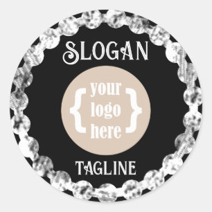 Schwarz-weißes Siegel mit Logo-Markenbezeichnung Runder Aufkleber