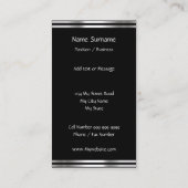 Schwarz-weißes Silber Abstrakt Visitenkarte (Rückseite)
