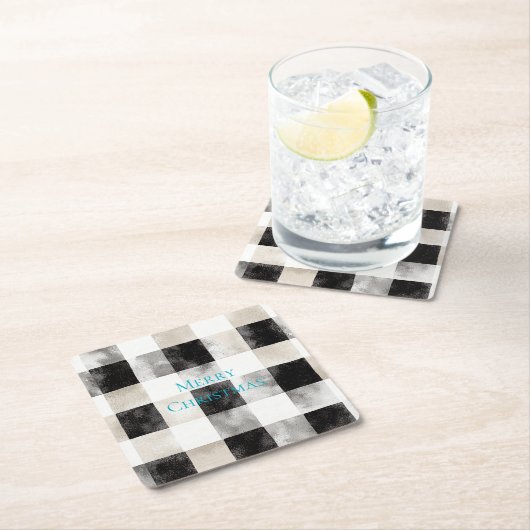 Schwarz-weißes Silber Rustikale Streifen Weihnacht Rechteckiger Pappuntersetzer (Vor Ort)