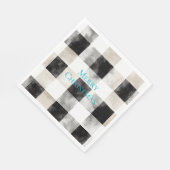 Schwarz-weißes Silber Rustikale Streifen Weihnacht Serviette (Ecke)