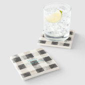 Schwarz-weißes Silber Rustikale Streifen Weihnacht Steinuntersetzer (Seitenansicht)