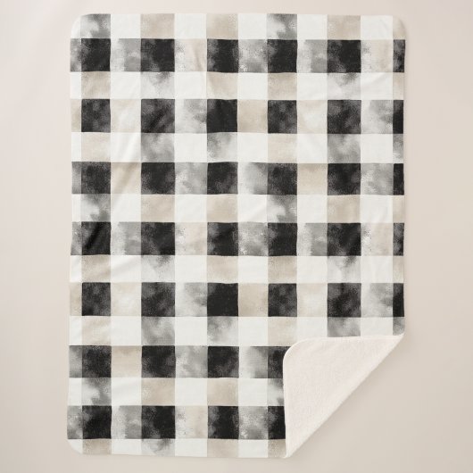 Schwarz-weißes Silber Rustikales Weihnachten Sherpadecke (Vorderseite)