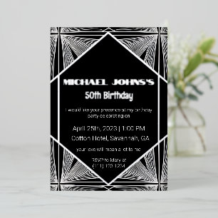 Schwarz-weißes Silver Elegante Art Deco Folien Feiertagskarte