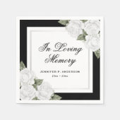 Schwarz-weißes Silver Floral Beerdigung Memorial Serviette (Vorderseite)