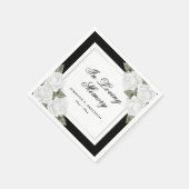 Schwarz-weißes Silver Floral Beerdigung Memorial Serviette (Ecke)
