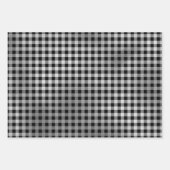 Schwarz-weißes Silver Gold Kariert Geschenkpapier Set (Vorderseite 2)