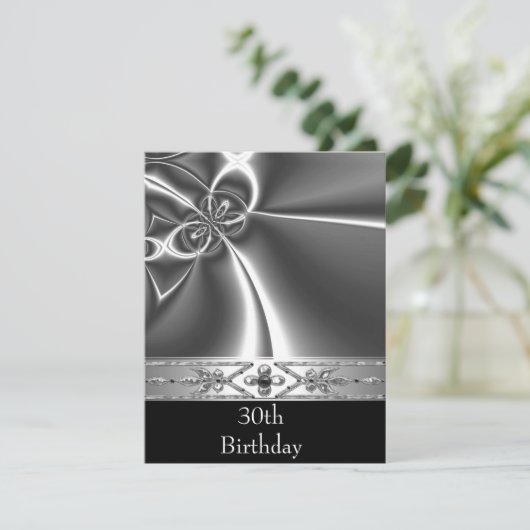 Schwarz-weißes Silver von Metal Chrome 30. Einladung (Stehend Vorderseite)