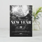 Schwarz-weißes Silvesterfest-Party Einladung (Stehend Vorderseite)