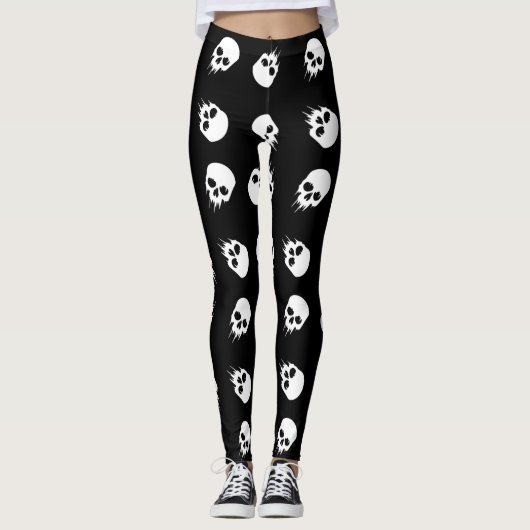 Schwarz-weißes Skelett Leggings (Vorderseite)