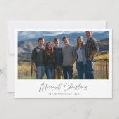 Schwarz-weißes Skript Einfachste Weihnachtsfamilie Feiertagskarte (Vorderseite)