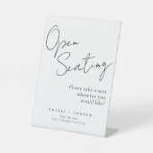 Schwarz-weißes Skript Elegante Hochzeit Open Seati Sockelschild (Vorderseite)