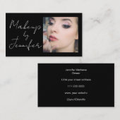 Schwarz-weißes Skript-Foto Makeup Visitenkarte (Vorne/Hinten)