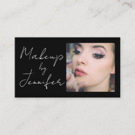 Schwarz-weißes Skript-Foto Makeup Visitenkarte