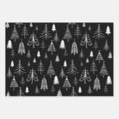 Schwarz-weißes Skript Merry Christmas Tree Name Geschenkpapier Set (Vorderseite 3)