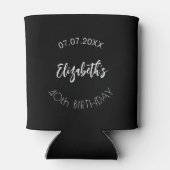 Schwarz-weißes Skripteinfaches Geburtstag Dosenkühler (Rückseite)